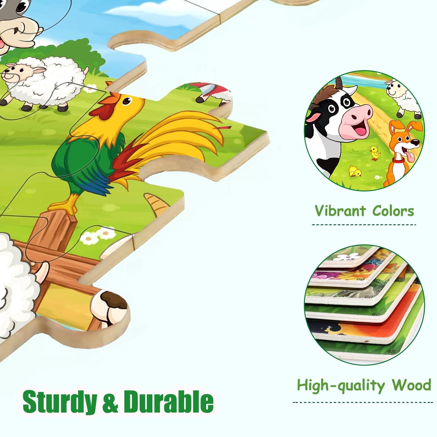 Puzzles for Kids Ages 4-6 4-8, Wooden Jigsaw Puzzles 48-60 Pieces for Toddler Children Learning Educational Puzzles 4 5 6 7 8 Year Toys for Boys and Girls (6 Puzzles)