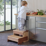 unununu 16" Wooden Two Step Stool for Adult & Kid, Wider, Deeper & Safer Bedside Steps, Anti-Slip. Riser 2-Step Spa & Hot Tub Stairs for Pool, Heavy Duty for Kitchen, Bathroom, Closet, High Bed Step unununu