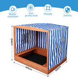 Kids Large Wooden Sandbox with Cover for Backyard,Sand Box with Rainproof and 3 Bench Seats,Outdoor Playhouse Cedar Wood,Sand Protection,Bottom Liner(58 Inch) Agitree