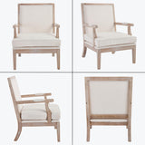 chairus Farmhouse Linen Accent Chair for Living Room, Upholstered Reading Chair with Solid Wood Frame Lounge Arm Chair with High Back for Bedroom, Reception Room, Waiting Room, Beige chairus