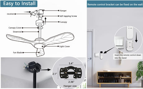 Ceiling Fans with Lights and Remote,52 Inch Unique Wood Ceiling Fan with Noiseless Reversible DC Motor,3 Blades,3 Downrods, for Farmhouse,Patio Living Room,Bedroom,Office,Indoor Outdoor(Black+Walnut) ducrew