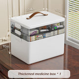 CTIME 3-Tier Medicine Organizer - Portable Medicine Cabinet with Leather Handle, Empty First Aid Kit for Home CTIME
