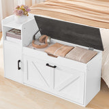 CHOEZON Shoe Storage Bench, Shoe Cabinet with Flip Drawer, 39.4'' Shoe Bench, Farmhouse Entryway Bench, Storage Bench with Side Cabinet and Lift-Off Storage Box, White Charcoal Black MHX01WC CHOEZON