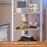 DICTAC Twin Loft Bed with U-Shaped Desk, LED Lights, Charging Station, and Storage Shelves – White Metal Frame DICTAC