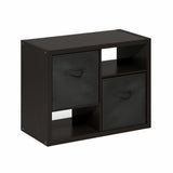 Furinno Viola Storage Shelf, 4-Tier Storage Rack with Bins, Book Shelf, Bookshelf, Display Rack with Drawer Bins, Extra Thick Frame, for Organization, Living Room, Home Office, Black Dark Oak Furinno