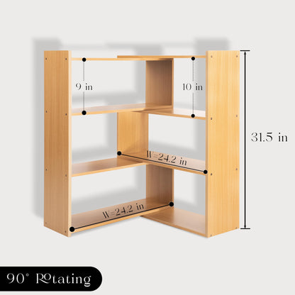 Cmishe Expandable 4-Tier Wooden Bookshelf for Small Spaces - Modern Natural Finish - WoodArtSupply