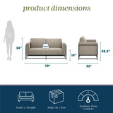 Novogratz Kelly Industrial Modern 72" Sofa with Metal Base, Beige Novogratz