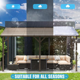 Brightpeak 10’ x 14’ Gazebo, Outdoor Large Wall Mounted Gazebo Pergola with Sloped Roof, Patio Heavy Duty Lean to Awnings for Backyard, Deck, Porch Brightpeak