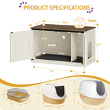 Hzuaneri Cat Litter Box Enclosure with Cushion, Hidden Litter Box Furniture with Removable Dividers, Reversible Entrance Left or Right Side,Cat House, Rustic White and Brown CB84714X Hzuaneri