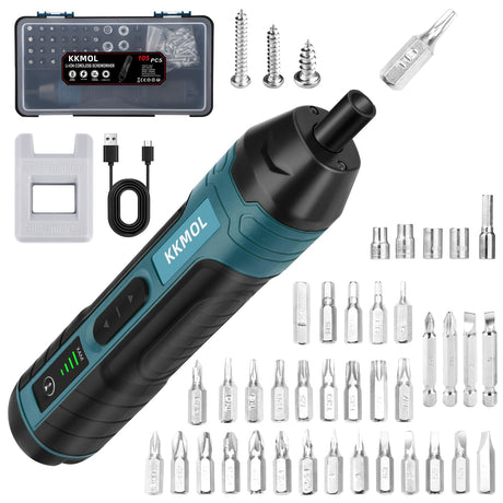 KKMOL Electric Screwdriver,3.6V Small Cordless Screwdriver Rechargeable, 4-Speed Torque (5n.M) Adjustment, Portable Electric Screwdriver Set With 108 Accessories and Usb Cable KKMOL