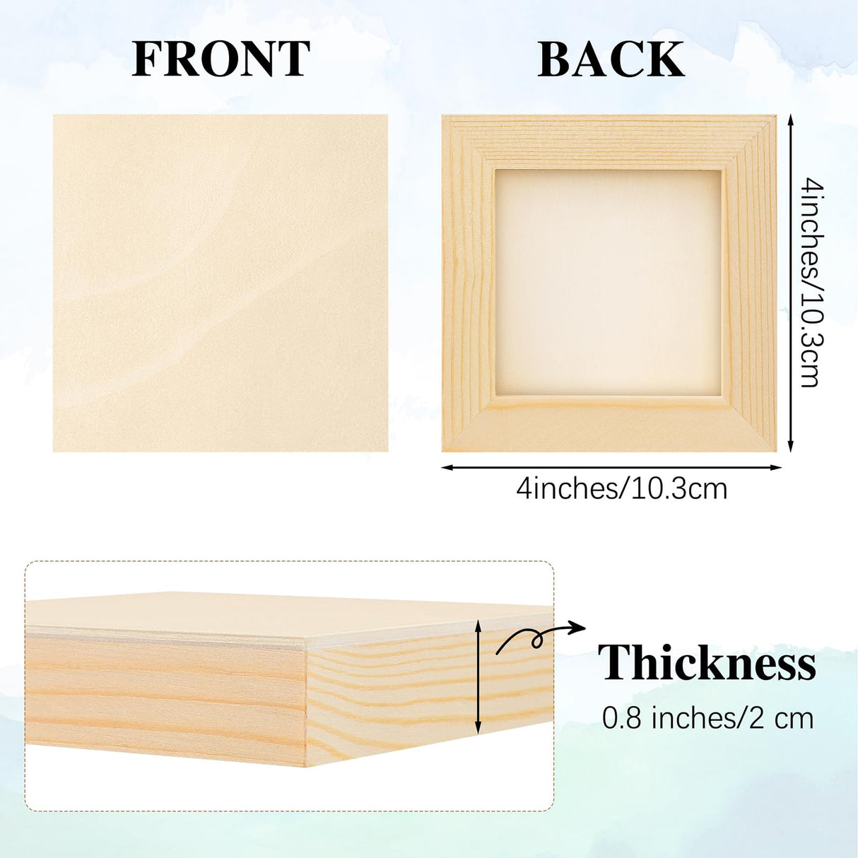 Aodaer 16 Pack Wood Panels 4 x 4 Inch Wooden Panels Canvas Unfinished Craft Wood Boards Panels for Art Crafts Acrylic and Oil Painting Pouring DIY Projects Aodaer