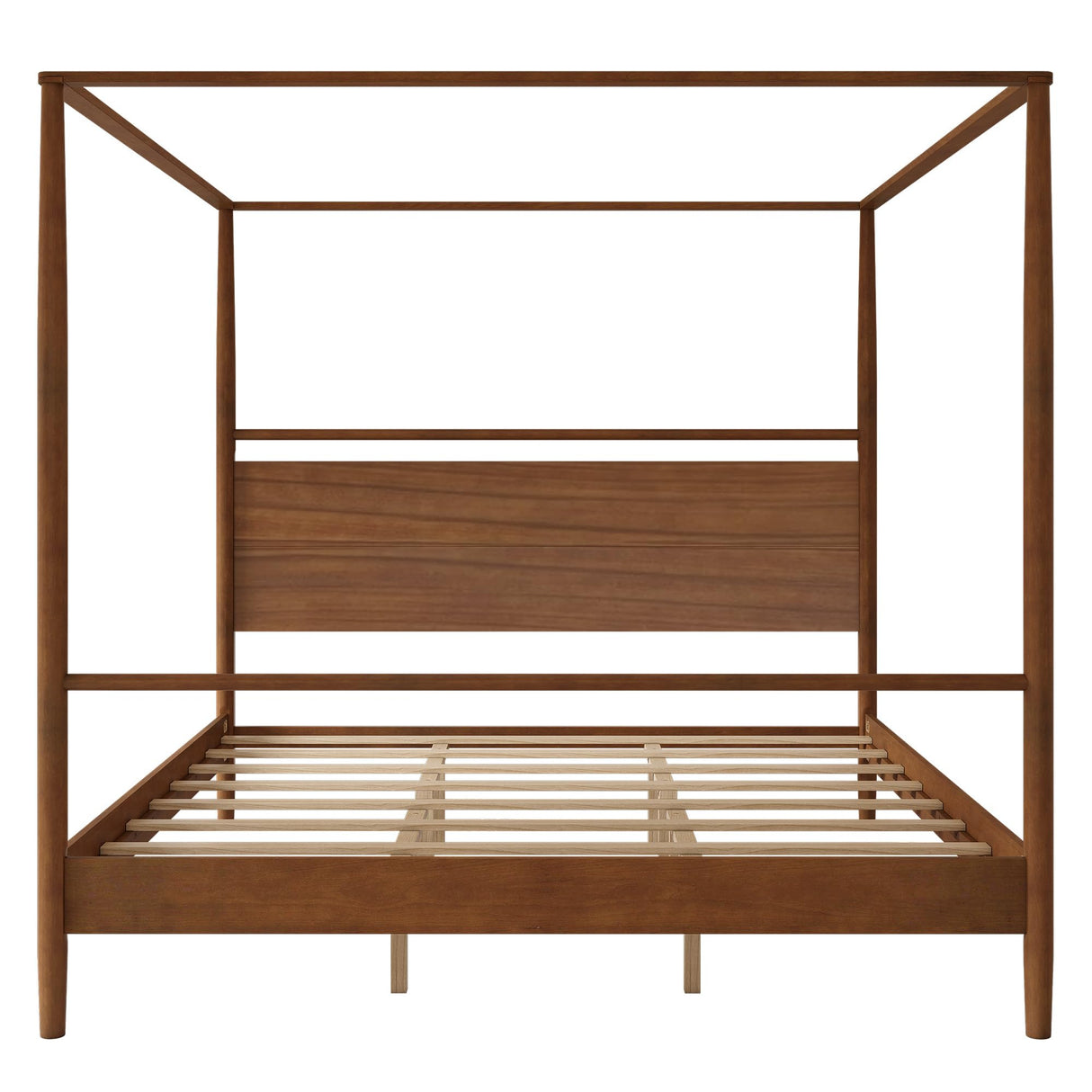 Merax Wood Canopy Bed Frame King Size, Four Posters Bed/Squeak Resistant/No Box Spring Needed, Walnut Merax