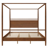 Merax Wood Canopy Bed Frame King Size, Four Posters Bed/Squeak Resistant/No Box Spring Needed, Walnut Merax