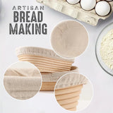 Jeensley Boxed Sourdough Bread Proofing Baskets with 2025 Brochure Banneton Set of 2, Round & Oval Shape Bowls with Liners, Handmade from Quality Natural Indonesian Rattan Bread Baking Supplies Jeensley