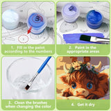 Reivworl Paint by Numbers Kit for Kids with Frame and Easel, Cow Paint by Number Kids Age 5-8-12, Paint by Numbers Gifts and Home Decor - 8X8 Inch Reivworl