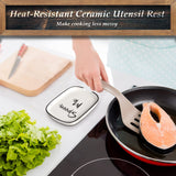 Ceramic Spoon Rest for Stove Top, Large Spoon Holder, Spoon Rest for Kitchen Counter, White Coffee Spoon Rest, Heat-Resistant Cooking Utensil Rest, Modern Farmhouse Kitchen Décor DAYYET