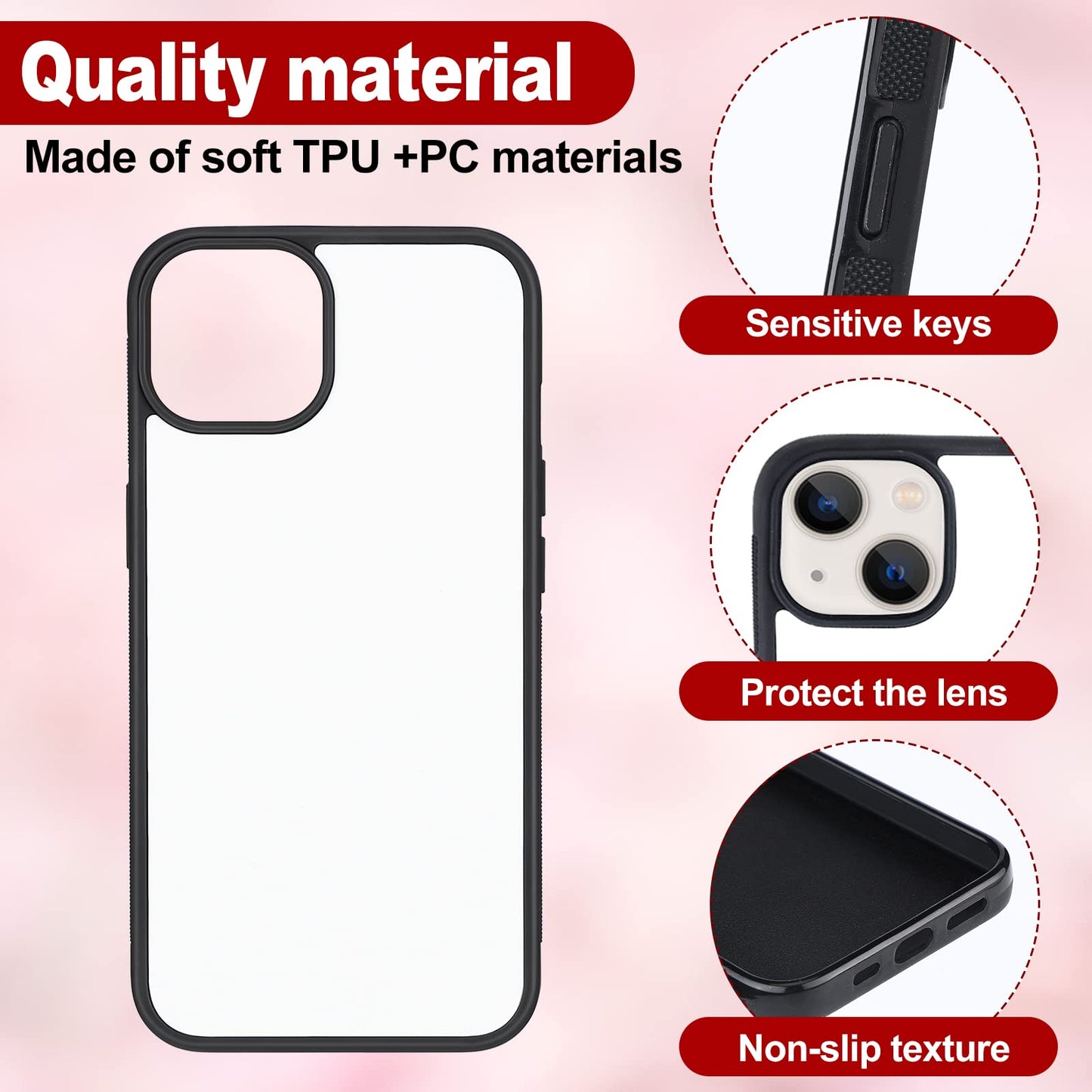 Weewooday 6 Pieces Sublimation Phone Case Covers Blank DIY Printable Phone Covers Anti-Slip Shockproof Customize Heat Press Rubber Protective DIY Phone Case(Compatible with iPhone 11) Black