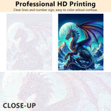 ‌Paint by Numbers for Adults Fantasy Dragon Flying Under Moonlight DIY Art Kit with Pre Printed Canvas Acrylic Paints and Brushes for Stress Relief and Wall Decor 16x20 Inch‌ TUMOVO