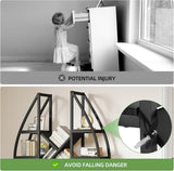 GOOBED Oval Bookshelf, Triple Wide 5 Tier Etagere Bookcase, Industrial Display Shelves Tree Bookshelf for Living Room, Bedroom, Home Office, Black GOOBED