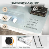 Giantex Glass Standing Desk with Drawer, 48" x 24" Height Adjustable Electric Stand Up Desk with Tempered Glass Top, 2 Memory Positions & USB Type-C Outlets, Sit Stand Desk for Home Office, White Giantex