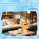 Iuuidu Crochet Kit for Beginners, Flower Bouquet Crochet Kit Rose, Knitting Starter Kit with Crochet Yarn and Step-by-Step Instructions for Birthday, Wedding Anniversary Day Present Iuuidu