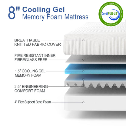 Planet Sleepings 8 Inch King Memory Foam Mattress, Gel Foam Mattress with Breathable Cover, Bed in a Box CertiPUR-US Certified, Covered Mattress Wave Mattress