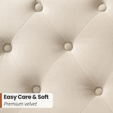 RIHHA Elegant Glam Queen Upholstered Bed Frame with Tall Tufted Wingback Headboard & Footboard – Cream Beige Velvet Platform Bed, Sturdy & Noise-Free, No Box Spring Required, Easy Assembly RIHHA