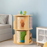 OOOK 2 Tier Rotating Bookshelf, Small Corner Bookshelf Floor Standing Wooden Narrow Bookcase Organizer for Kidsroom, Bedroom, Living Room OOOK