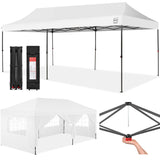 Best Choice Products 10x20 Party Tent, Heavy Duty Waterproof Large Outdoor Event Easy Pop Up Canopy Shelter w/Sidewalls, 1-Button Setup, Wheeled Case, Weight Bags - White Best Choice Products