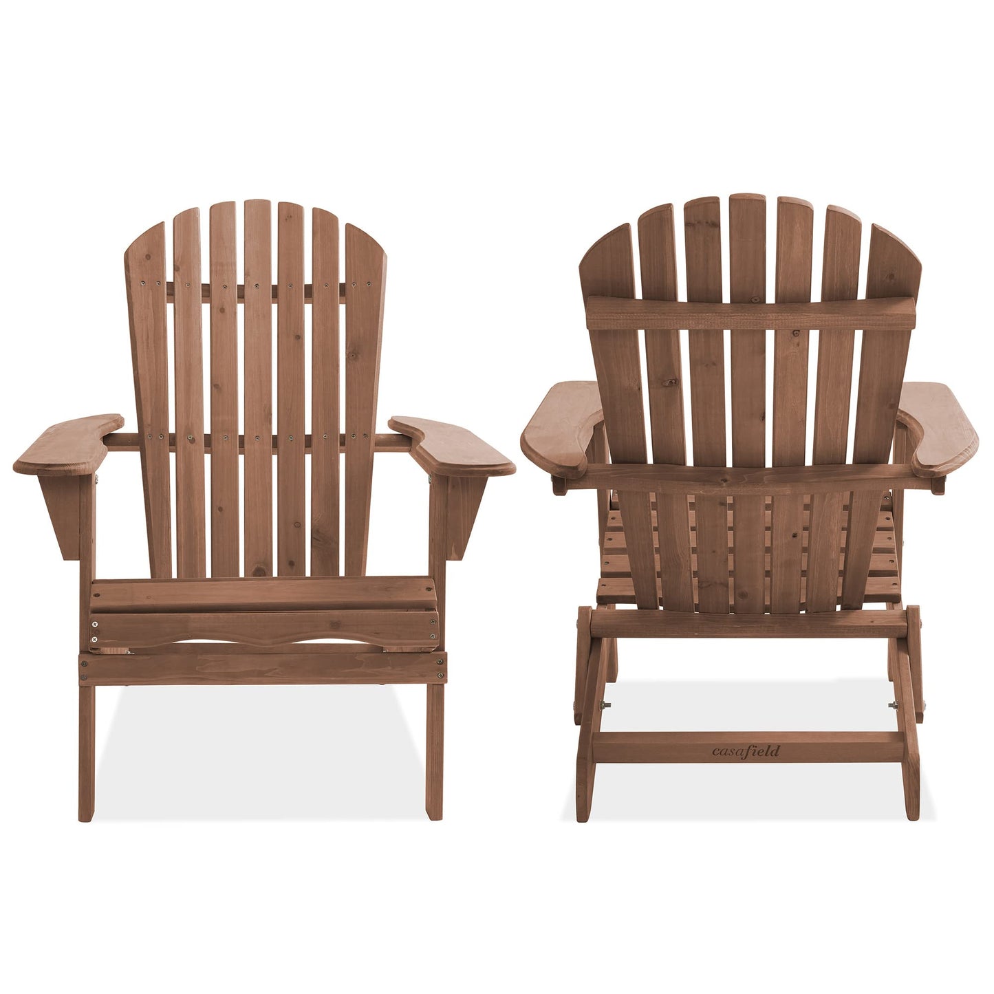 Casafield Folding Adirondack Chair, Set of 2 Cedar Wood Outdoor Fire Pit Lounge Chairs for Patio, Deck, Yard, Lawn and Garden Seating, Partially Pre-Assembled - Espresso - WoodArtSupply