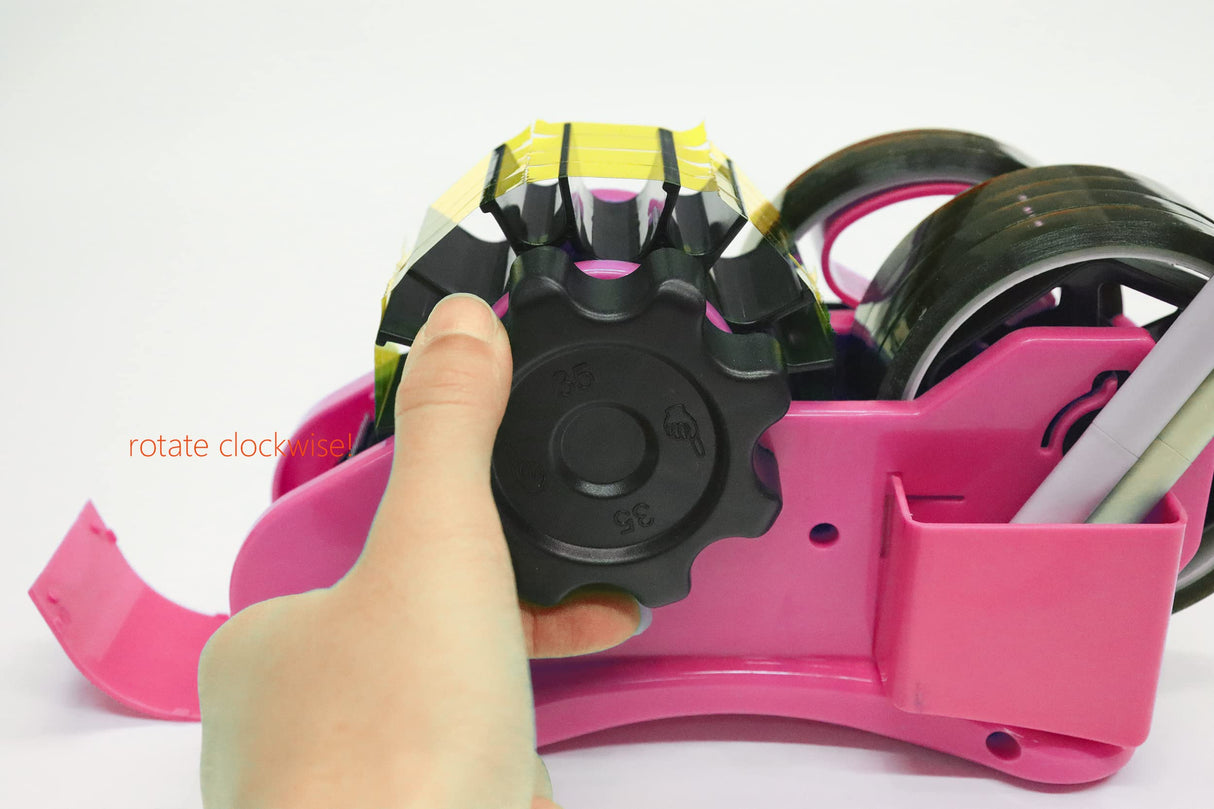 Pink Heat Tape Dispenser Sublimation - Multiple Roll Cut Heat Tape Dispenser 1" & 3" Core Double Reel Cores Sublimation for Heat Transfer Tape, Semi-Automatic Tape Dispenser with Compartment Slots Enskatec