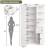 IRONCK Corner Bookshelf, 76" Tall Corner Bookshelves, 6 Tiers L-Shaped Bookcase with 10 Open Shelves and 2 Storage Drawers for Living Room or Home Office IRONCK