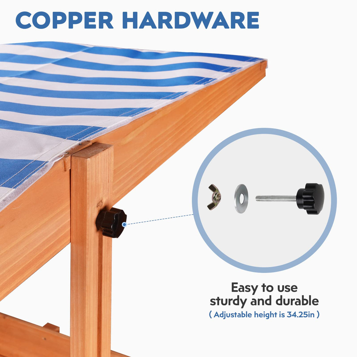 Kids Wooden Sandbox with Cover for Backyard Garden,Sand Box with Adjustable Canopy,Kids Outdoor Play Equipment Sand Protection Bottom Liner 47X47in. Agitree