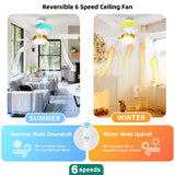 YITAHOME 60 inch Ceiling Fan with Light and Remote, Crystal Rod Design, Modern Chandelier Ceiling Fan with Reversible Quiet Motor, White Gold Indoor Ceiling Fan with 3 LED Colors, Memory Function YITAHOME