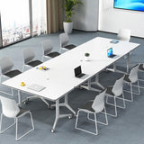 Conference Table, Folding Conference Room Tables with Flip-Top Design, Mobile Seminars Dynamic Meetings Training Tables for Offices, Classrooms, and Meeting Room, White, 47.2"D x 23.6"W x 29.5"H WMIASIN