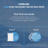 4 Inch Memory Foam Mattress Topper King -Cooling Extra Thick 2000 GSM Pillow Top Mattress Topper Body-Contouring Support for Back Pain Relief with 8"- 21" Deep Pocket (78"x80") LIANLAM