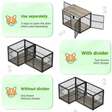 Lyromix 43'' L-Shaped Corner Dog Crate Furniture Large Breed for 2 Dogs with Double Rooms,Wooden Dog Crate End Table Indoor with Removable Divider for Small to Medium Dogs, Can Use Separately Lyromix