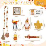 Thanksgiving Decorations for Home 8PCS Tiered Tray Decor Set, Tabletop Fall Thanksgiving Decor for Shelf Mantel Fireplace Office Desk Coffee Bar Table Centerpieces Pumpkin Farmhouse Wood Sign SYNCVIBE