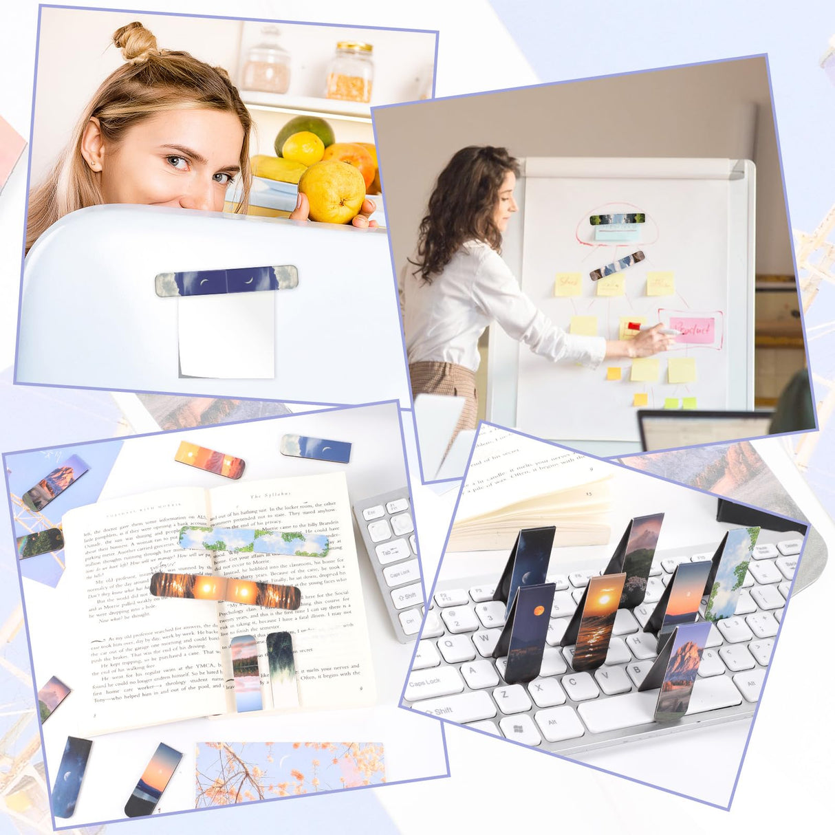 48 Pcs Magnetic Bookmarks, 24 Styles Cute Landscape Magnet Book Markers Magnetic Page Clip, Funny Book Marks Valentine's Day Gifts for Women Men WSICSE