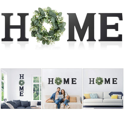 Wood Home Sign for Wall Decor Wooden Home Letters with Wreath Artificial Eucalyptus Modern Decorative Hanging Farmhouse Home Sign for Living Room Kitchen Housewarming Gifts St Patricks Day De - WoodArtSupply