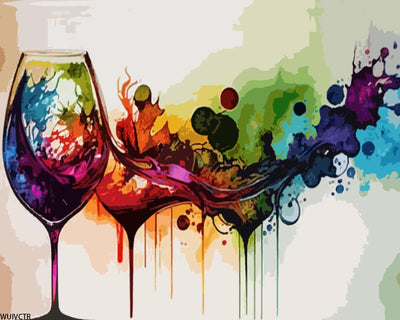 DIY Paint by Numbers for Adults Colorful Wine Glasses Paint by Numbers DIY Painting Acrylic Painting by Numbers Kit Home Wall Living Room Bedroom Decoration 16x20 Frameless Abstract