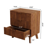 XUZENEST Fluted 3 Drawer Dressers, Modern Closet Dressers Chest of Drawers, Wood Storage Dresser Chest of Drawers Organizer for Bedroom Living Room Hallway Closet(Walnut) XUZENEST