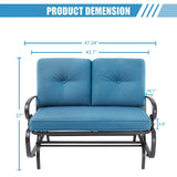 Omelaza Patio Bench, Porch Glider Outdoor Swing Glider Rocking Loveseat, Steel Frame Chair with Thick Cushion (Peacock Blue) Omelaza