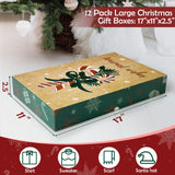 YANGTE 12 Pack Large Christmas Gifts Boxes with Lids for Presents, 17" Clothing Gift Boxes for Wrapping Bulk, 4 Designs of Christmas Boxes for Wrapping Clothes, Robe, Shirt and More YANGTE