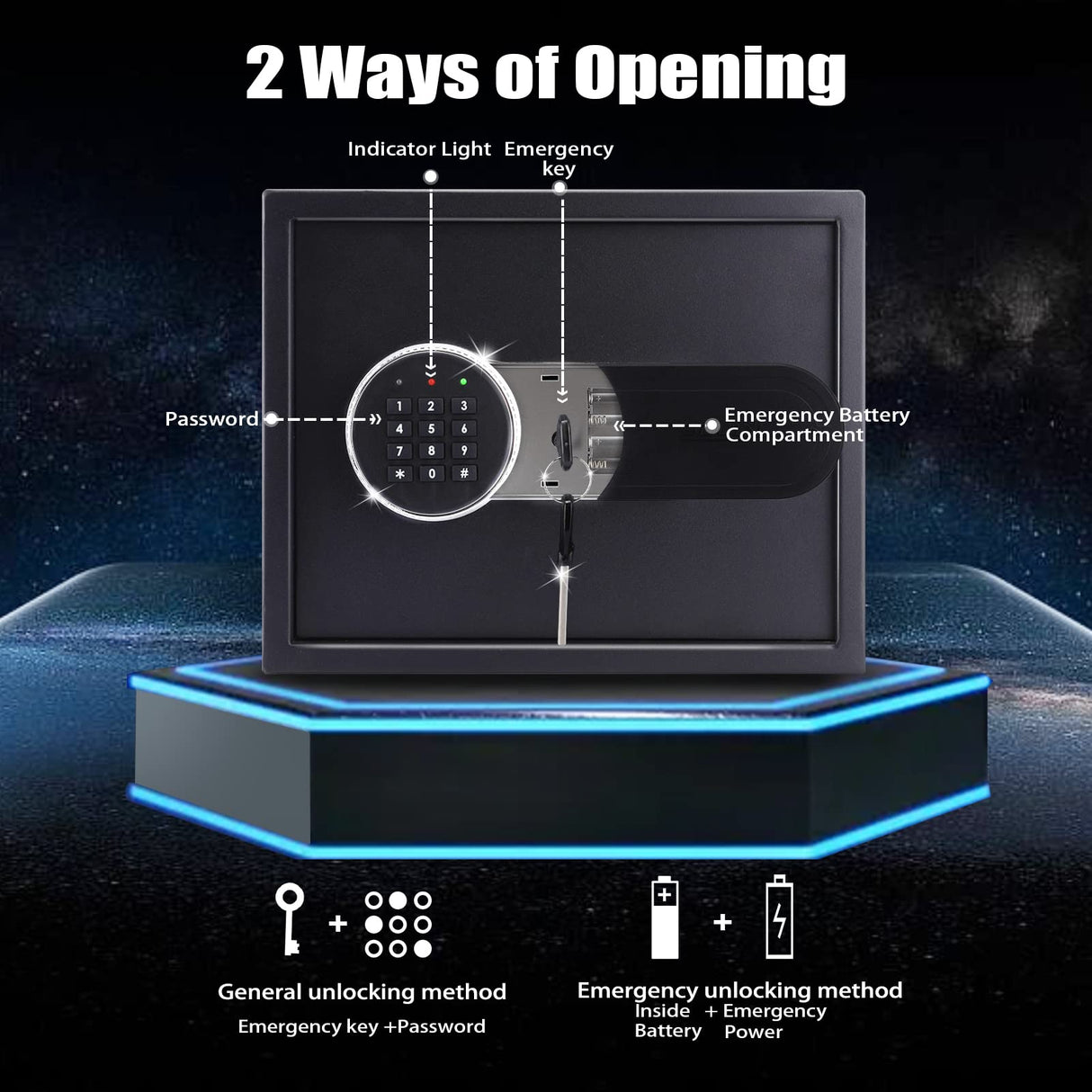SOULYI Safe Box, 0.5 Cubic Feet Small Safe with Digital Keypad Override Keys, Money Safe Mounted on Wall Floor of Home Office Hotel For Jewelry Document Cash Gun Storage SOULYI