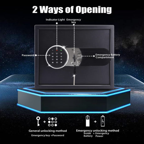 SOULYI Safe Box, 0.5 Cubic Feet Small Safe with Digital Keypad Override Keys, Money Safe Mounted on Wall Floor of Home Office Hotel For Jewelry Document Cash Gun Storage SOULYI