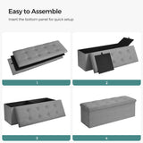 SONGMICS Mazie Collection - 43 Inches Ottoman Storage Bench, 35 Gal. Folding Chest with Breathable Linen-Look Fabric, Load up to 660 lb, for Entryway, Living Room, Bedroom, Light Gray ULSF077G05 SONGMICS