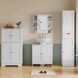 TEENFON Pedestal Sink Storage Cabinet, Under Sink Cabinet with 2 Doors & Shelf, Under Bathroom Sink Cabinet, Pedestal Sink Storage for Bathroom, White TEENFON