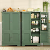 TEENFON 43" H Storage Cabinet with 4 Doors, Kitchen Cabinet with 6 Door Shelves, Kitchen Pantry Cabinets for Living Room, Dining Room, Bathroom, Forest Green TEENFON