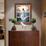 DIYDECORFUN Jesus Walk On Sea Diamond Painting Kits for Adults, 5D Jesus Christ Diamond Art Kits, Full Round Diamond Dots Painting with Numbers,Religious Christmas Beads Gem Art for Decor12x16Inches DIYDECORFUN